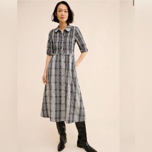 Maeve Anthropologie Short-Sleeve Smocked Midi Shirtdress
